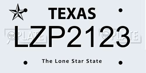 LZP2123 Texas License Plate