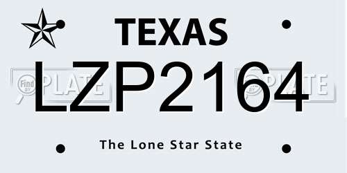 LZP2164 Texas License Plate