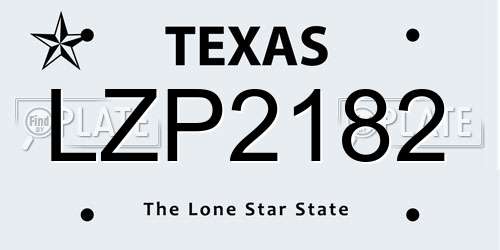 LZP2182 Texas License Plate