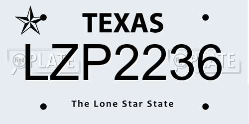 LZP2236 Texas License Plate