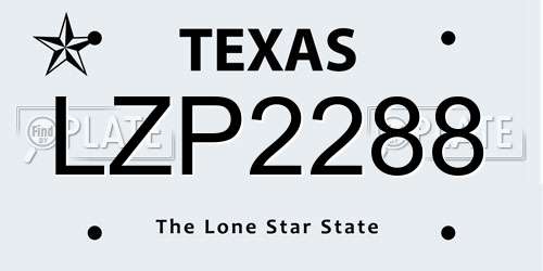 LZP2288 Texas License Plate