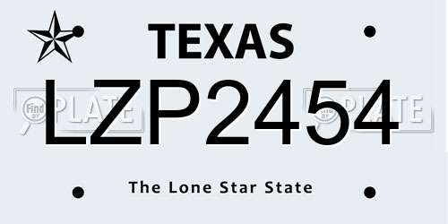 LZP2454 Texas License Plate