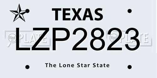 LZP2823 Texas License Plate