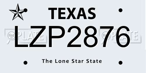 LZP2876 Texas License Plate