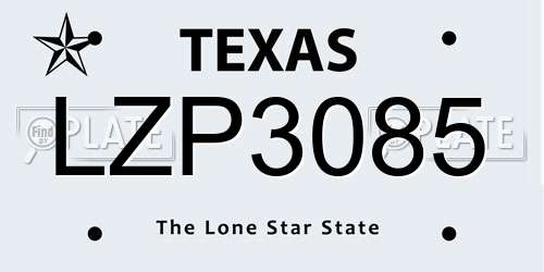 LZP3085 Texas License Plate
