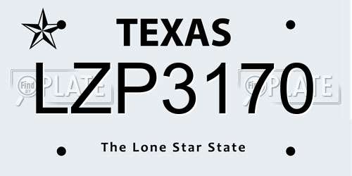 LZP3170 Texas License Plate