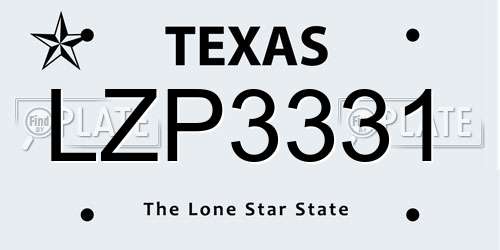 LZP3331 Texas License Plate