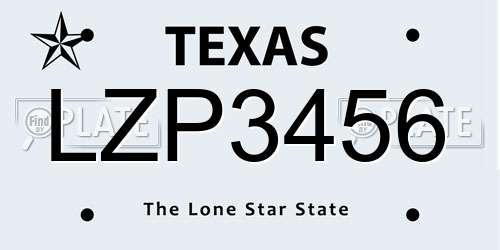 LZP3456 Texas License Plate