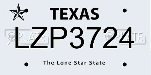 LZP3724 Texas License Plate