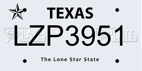 LZP3951 Texas License Plate