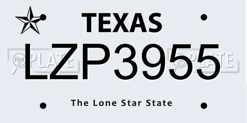 LZP3955 Texas License Plate