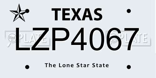 LZP4067 Texas License Plate