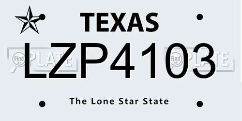 LZP4103 Texas License Plate