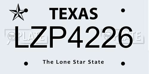 LZP4226 Texas License Plate