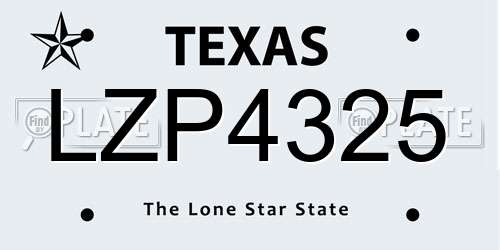 LZP4325 Texas License Plate
