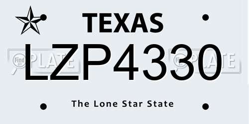 LZP4330 Texas License Plate
