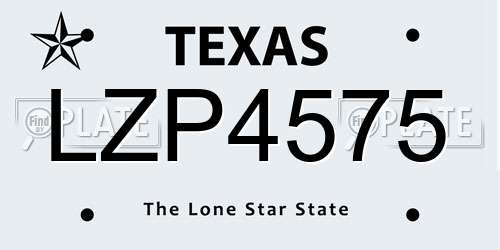 LZP4575 Texas License Plate