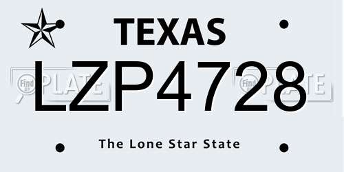 LZP4728 Texas License Plate
