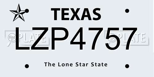 LZP4757 Texas License Plate
