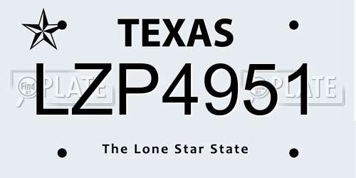 LZP4951 Texas License Plate
