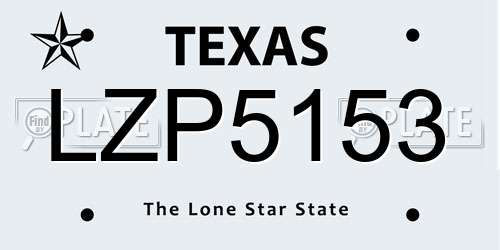 LZP5153 Texas License Plate