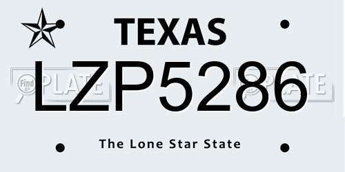 LZP5286 Texas License Plate