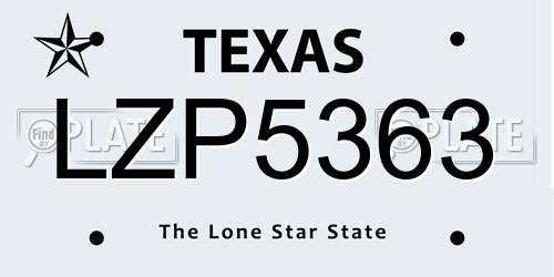 LZP5363 Texas License Plate