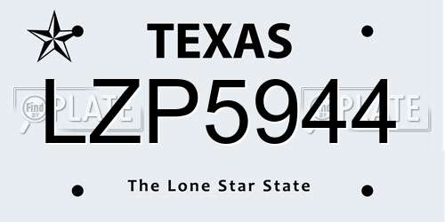 LZP5944 Texas License Plate