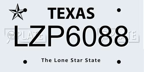 LZP6088 Texas License Plate