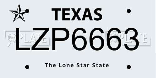 LZP6663 Texas License Plate