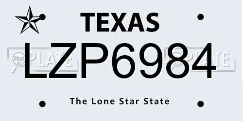 LZP6984 Texas License Plate