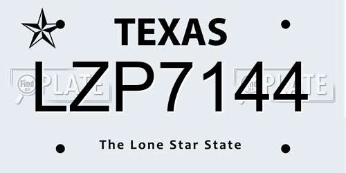 LZP7144 Texas License Plate