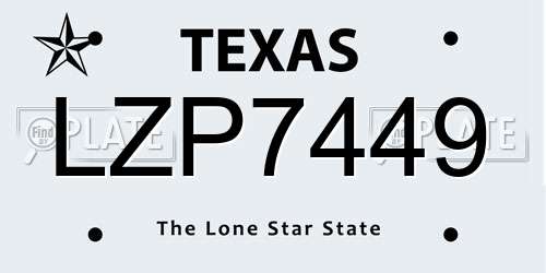 LZP7449 Texas License Plate