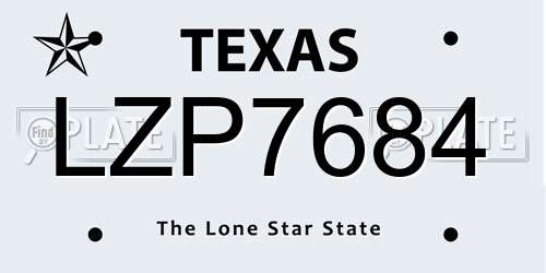 LZP7684 Texas License Plate