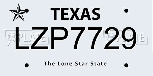 LZP7729 Texas License Plate