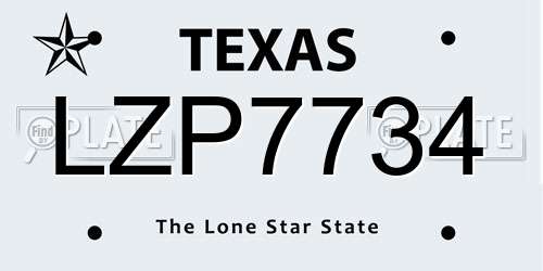LZP7734 Texas License Plate