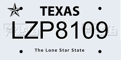 LZP8109 Texas License Plate