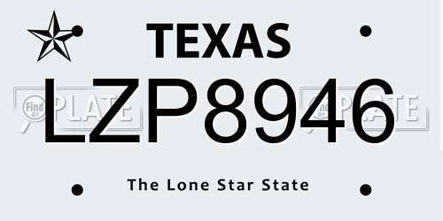 LZP8946 Texas License Plate