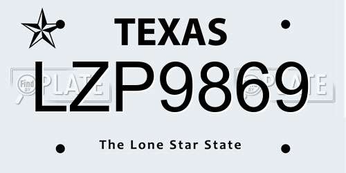 LZP9869 Texas License Plate