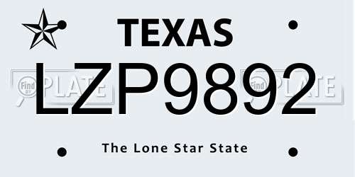 LZP9892 Texas License Plate