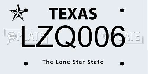 LZQ006 Texas License Plate