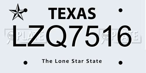 LZQ7516 Texas License Plate
