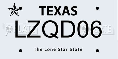 LZQD06 Texas License Plate