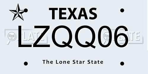 LZQQ06 Texas License Plate