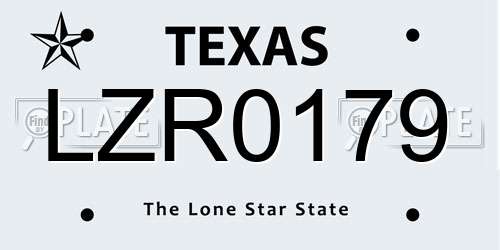 LZR0179 Texas License Plate