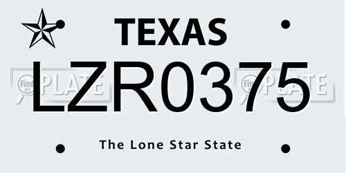 LZR0375 Texas License Plate