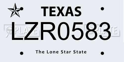 LZR0583 Texas License Plate