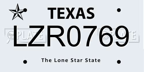 LZR0769 Texas License Plate