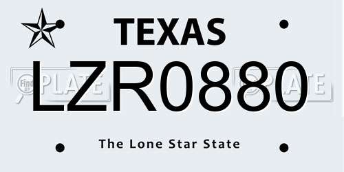 LZR0880 Texas License Plate
