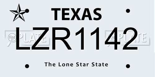 LZR1142 Texas License Plate